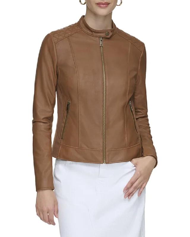 Marc New York Glenbrook Feather Leather Coat