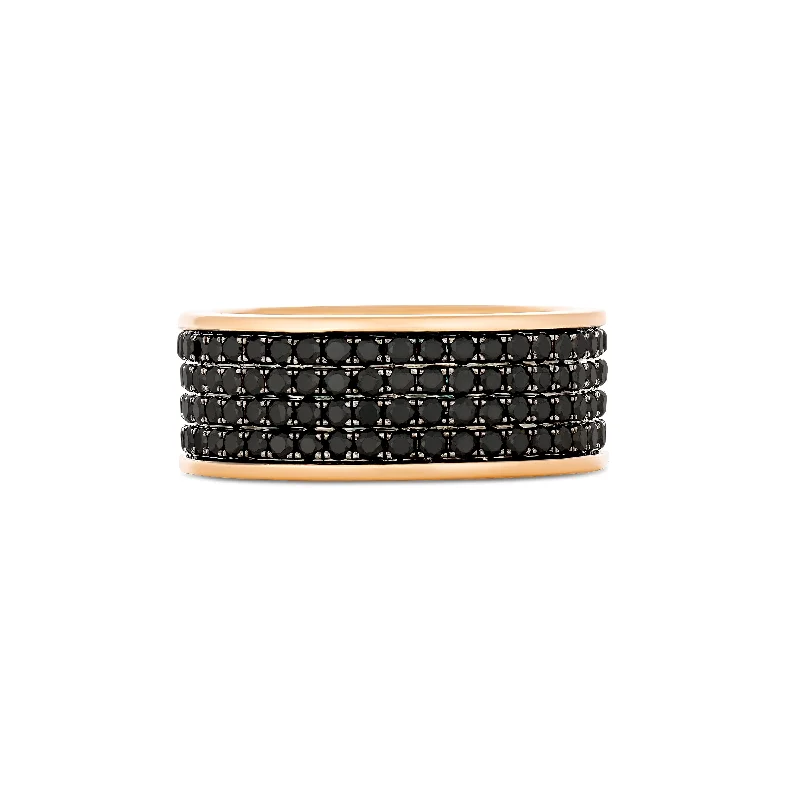 Artisan Boston 4 Row Men's Black Diamond Ring | 18K Rose Gold