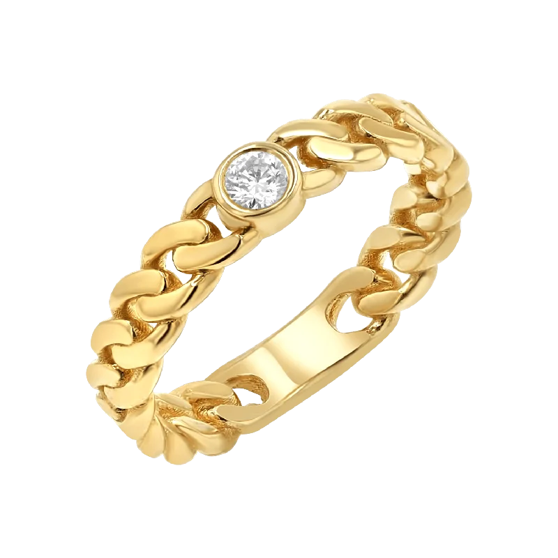 Diamond Solitaire Cuban Link Ring