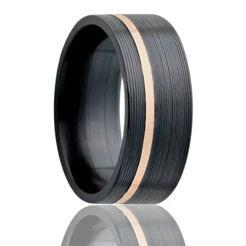 Flat Zirconium Band with Rose Gold Inlay