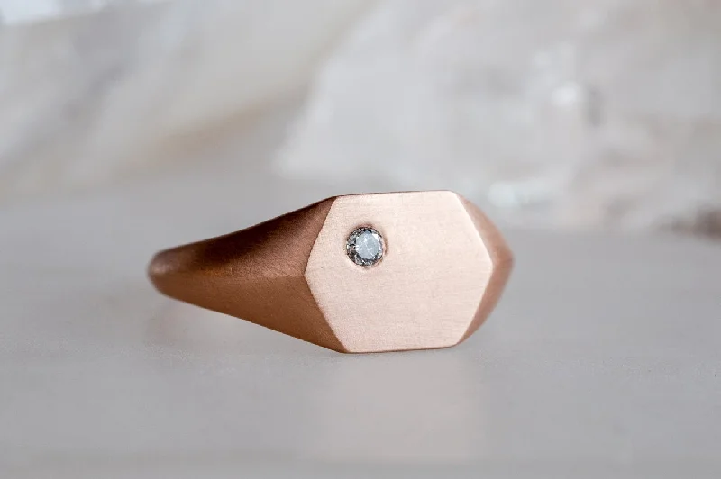 The Hexagon Diamond Signet Ring