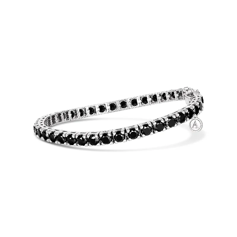 Lux Midnight Black Diamond Tennis Bracelet | 18K White Gold