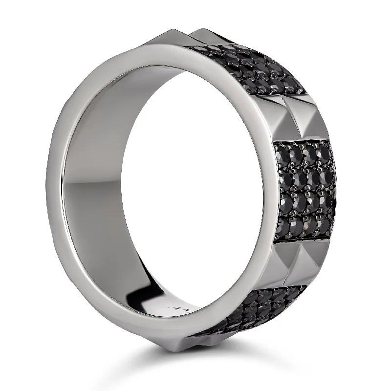 R.08® Quatre Men's Black Diamond Ring | White Gold