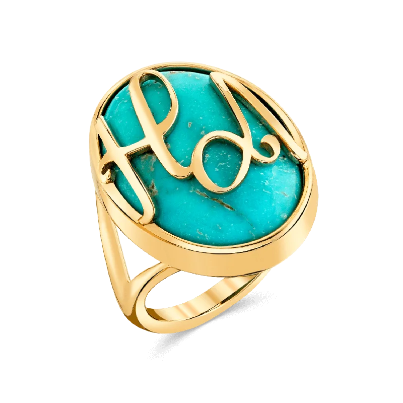 Turquoise Heirloom Initial Ring