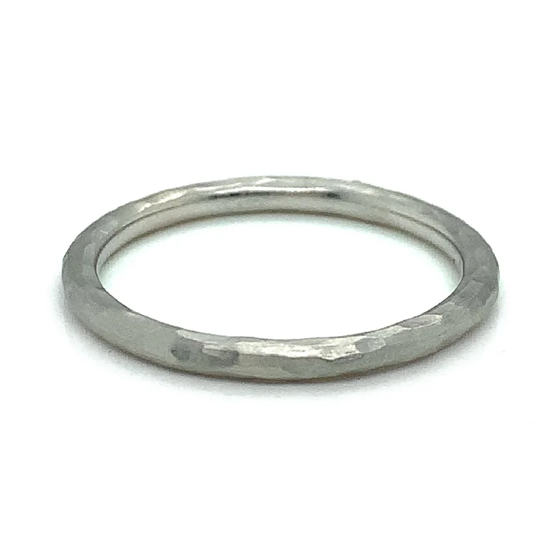 White Gold Thin Hammered Band