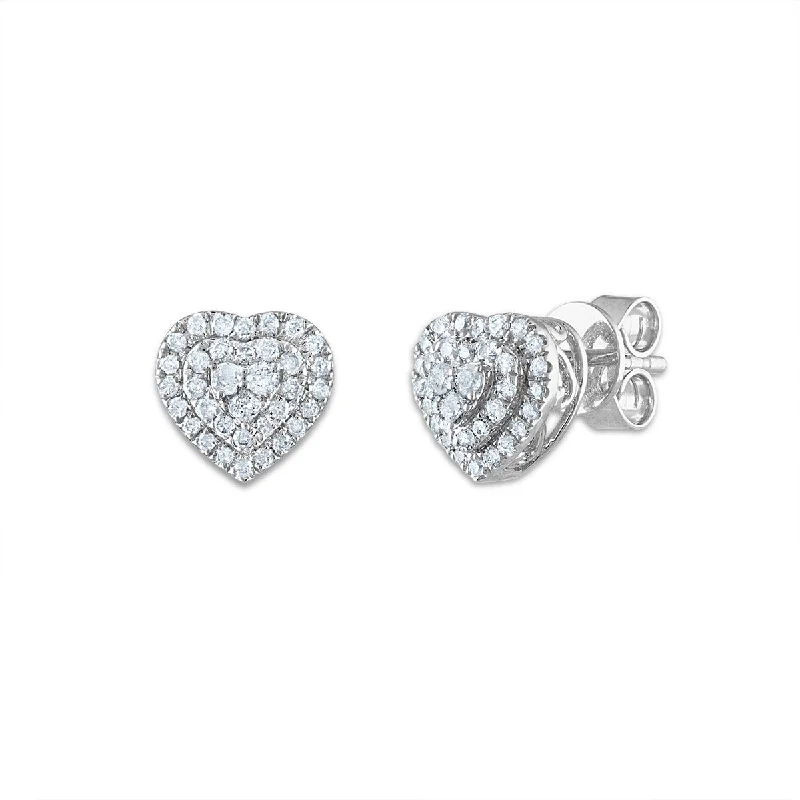 1/3 CTW Diamond Heart Earrings in 10KT White Gold