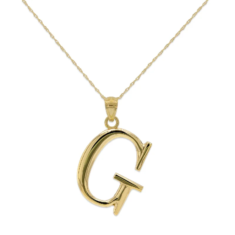 10KT Yellow Gold 18-inch 30MM Initial Pendant; Initial G