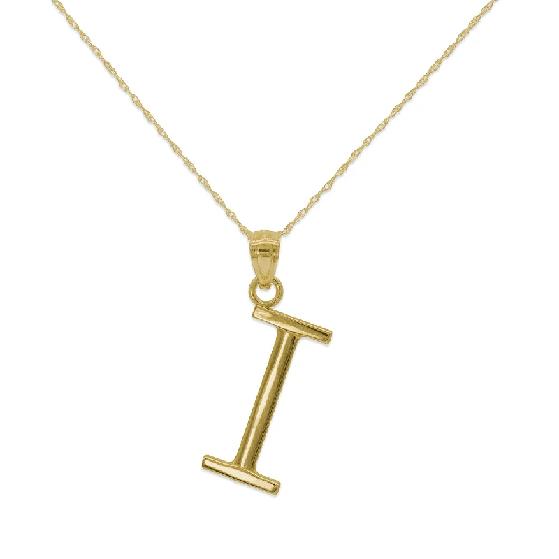 10KT Yellow Gold 18-inch 30MM Initial Pendant; Initial I