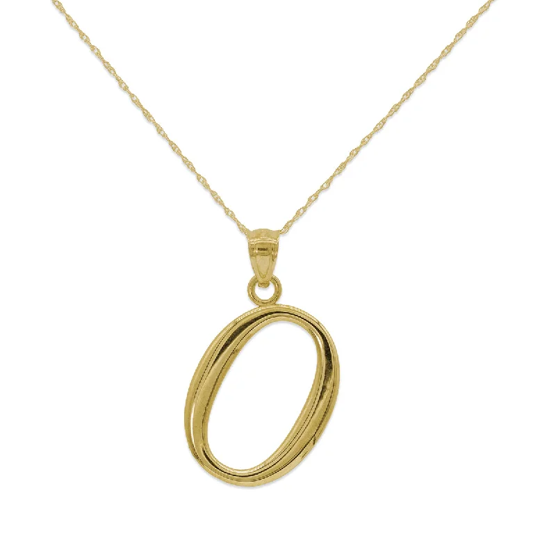 10KT Yellow Gold 18-inch 30MM Initial Pendant; Initial O