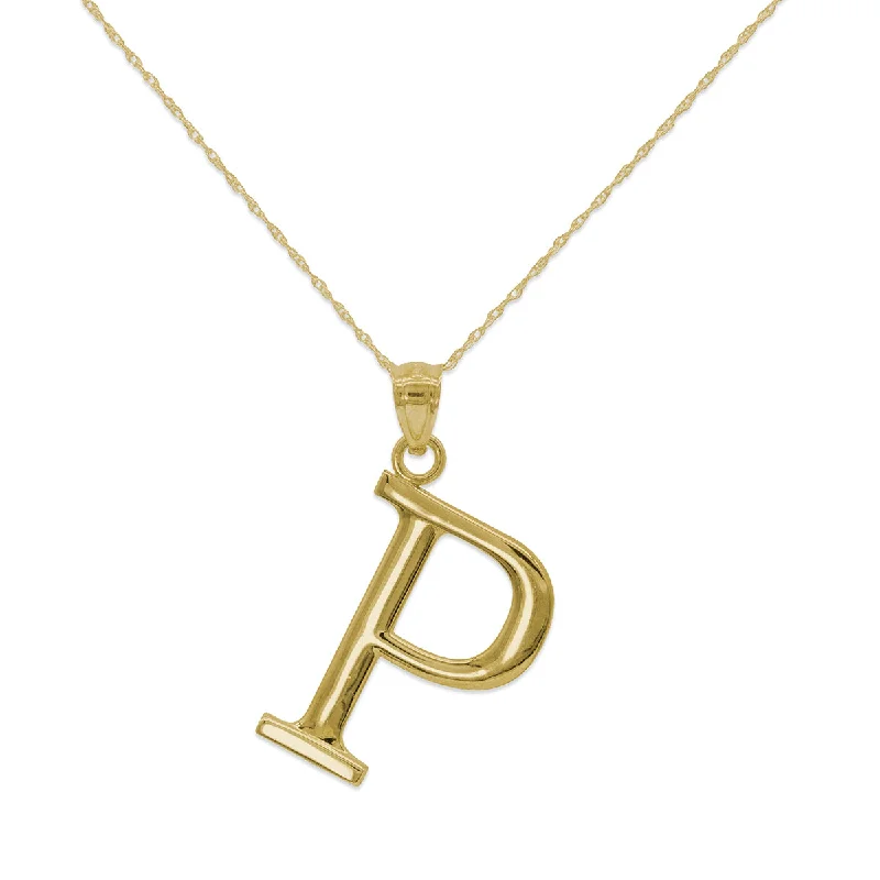 10KT Yellow Gold 18-inch 30MM Initial Pendant; Initial P