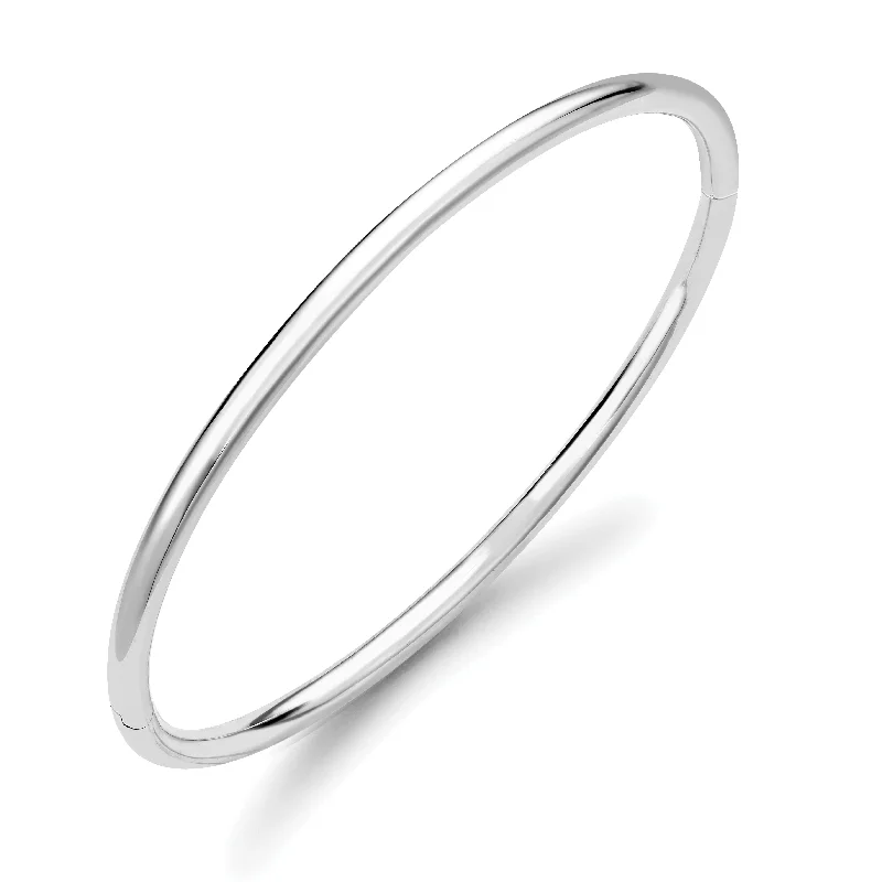 9K White Gold  Round Solid Bangle