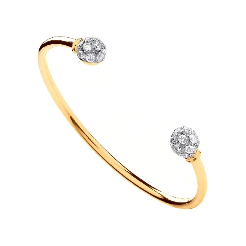 9K Yellow Gold Cubic Zirconia Torque Bangle