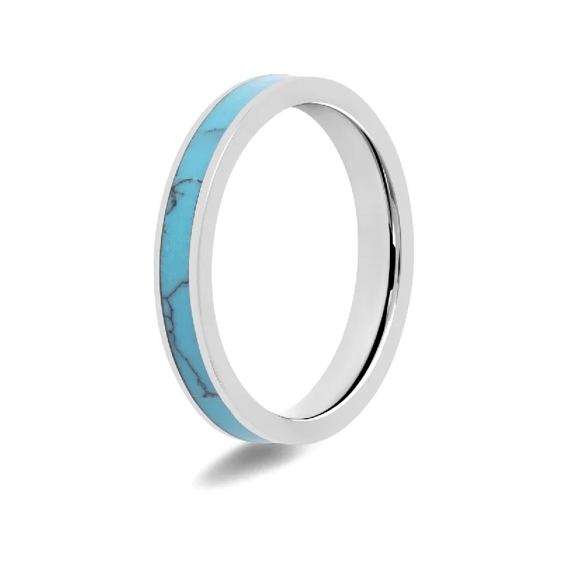 Women’s Turquoise Inlay Titanium Ring