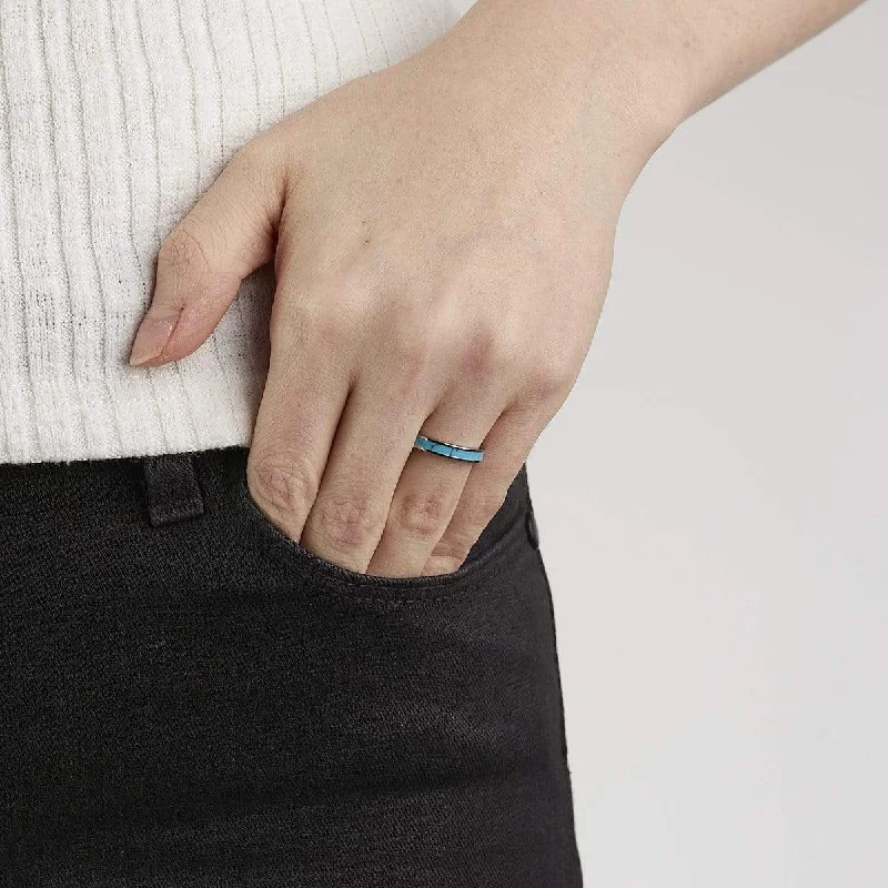 Women’s Turquoise Inlay Titanium Ring