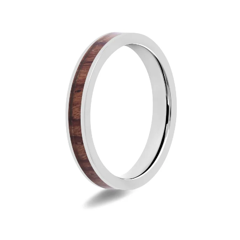 Women’s Wood Inlay Titanium Ring