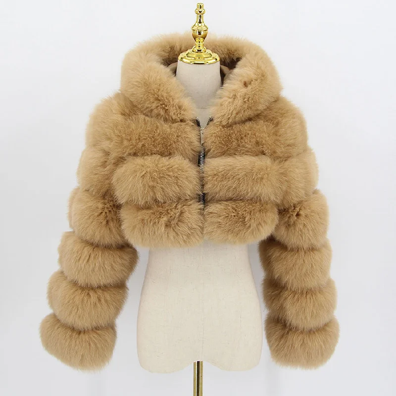 Black Friday Sale QIUCHEN- QC20032 new arrival hot sale luxury jacket plus size fluffy real natural fox fur coat with hood