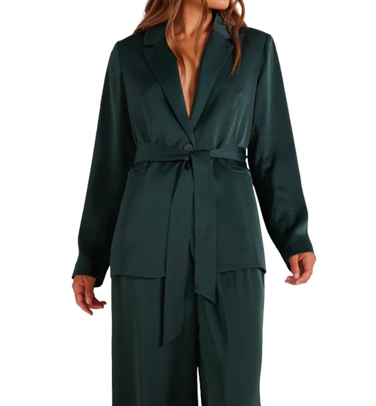 Erin Belted Blazer In Emerald Grn