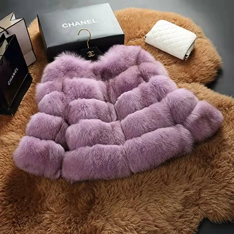 Fashion Winter Warm  Coat Real Fox Fur Jacket Women Natural Fur coat women