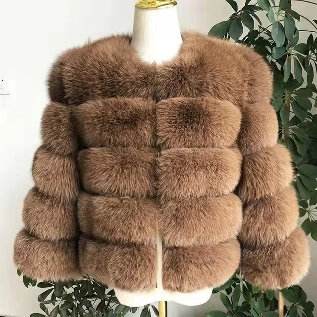 Fashion Winter Warm  Coat Real Fox Fur Jacket Women Natural Fur coat women