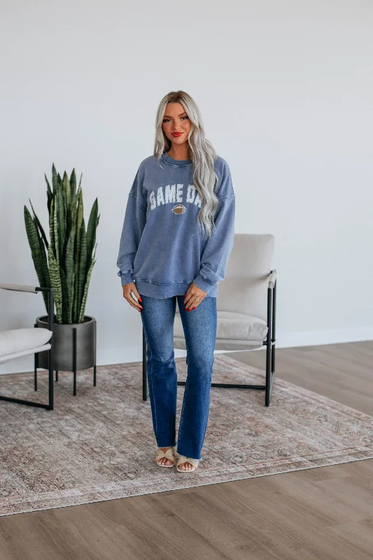 Game Day Oversized Crewneck - Steel Blue