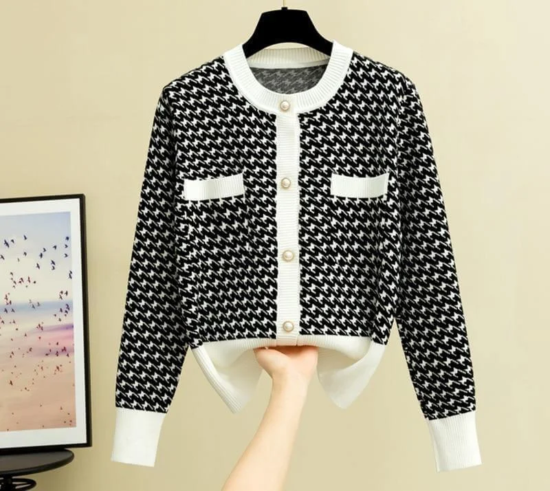 Jacquard Cardigan Sweater For Women