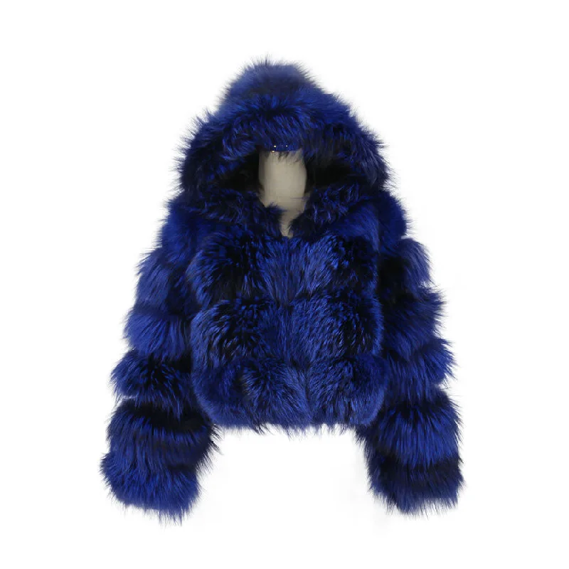 QIUCHEN QC20065 new arrival women winter coats real fox fur jacket with hood natural silver fox fur coat