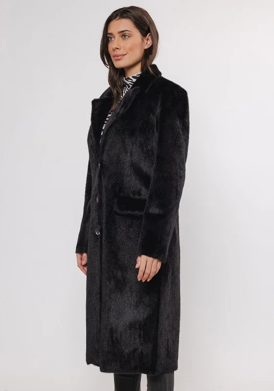 Rino and Pelle Saami Long Faux Fur Coat, Black