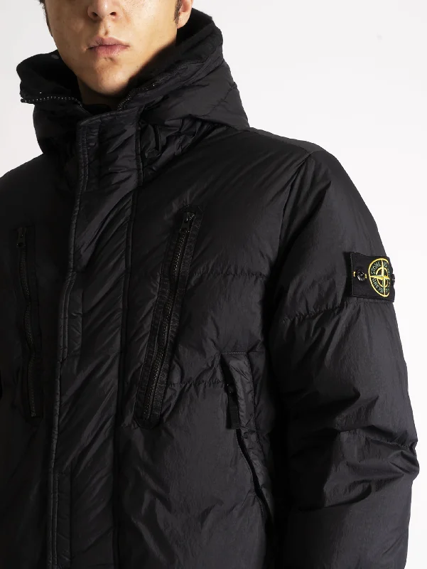 Parka Imbottito in Reps di Nylon Nero