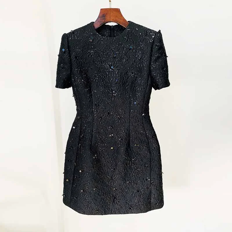 Women's Black Tweed Mini Dress,Coat