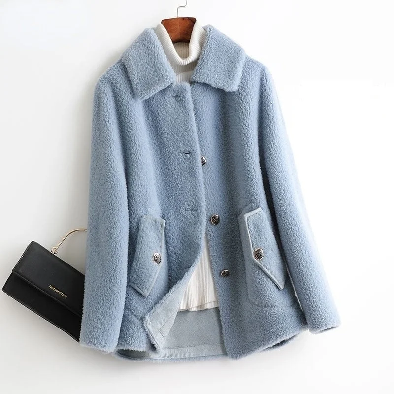 Women's Fashion Casual Warm Winter Wool Fur Wide-waisted Coats