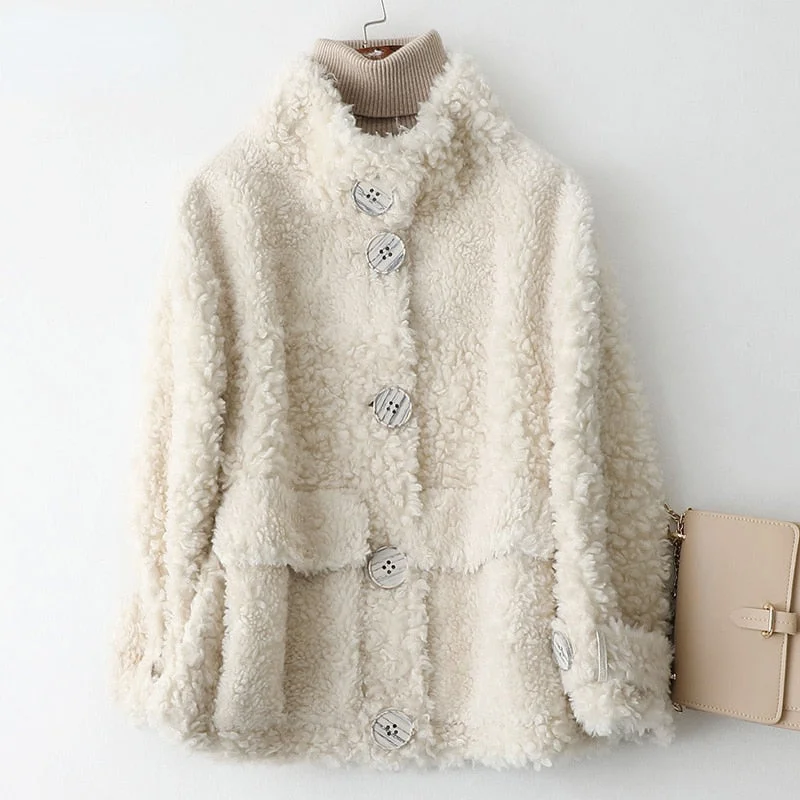 Women's Winter Wool Fur Wide-waisted Korean Casual Short Coats