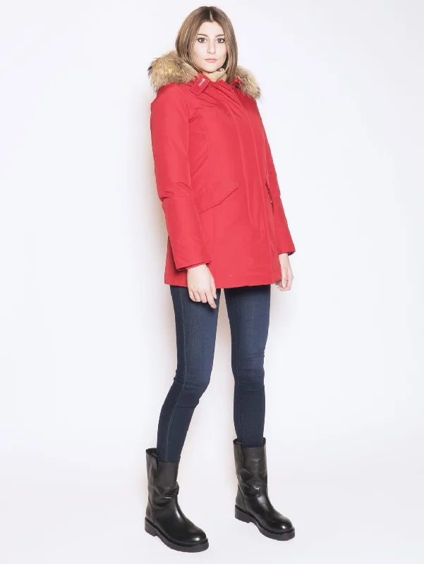 Giaccone parka in ramar Rosso