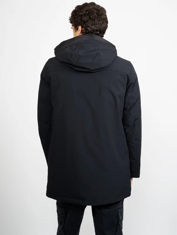 Parka Mountain in Tessuto Stretch Nero