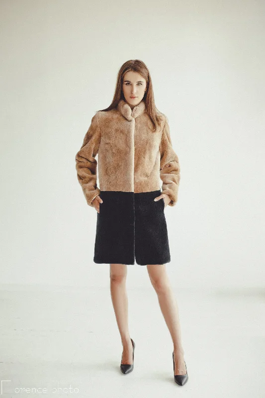 Sale Beaver Two Colored Fur Coat