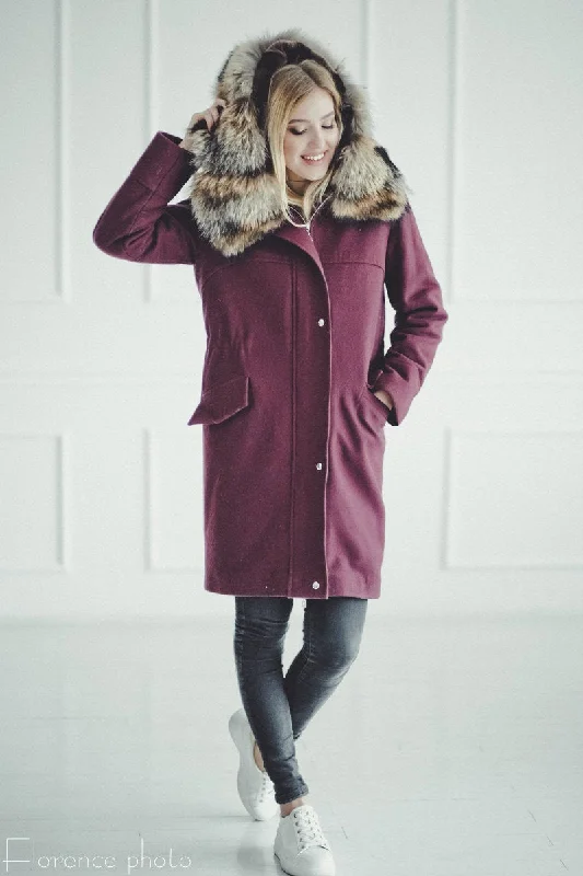 Fox Fur Parka (Bordeaux)