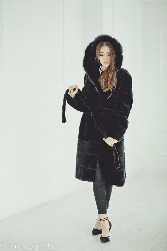 Beaver Fur Coat with Hood