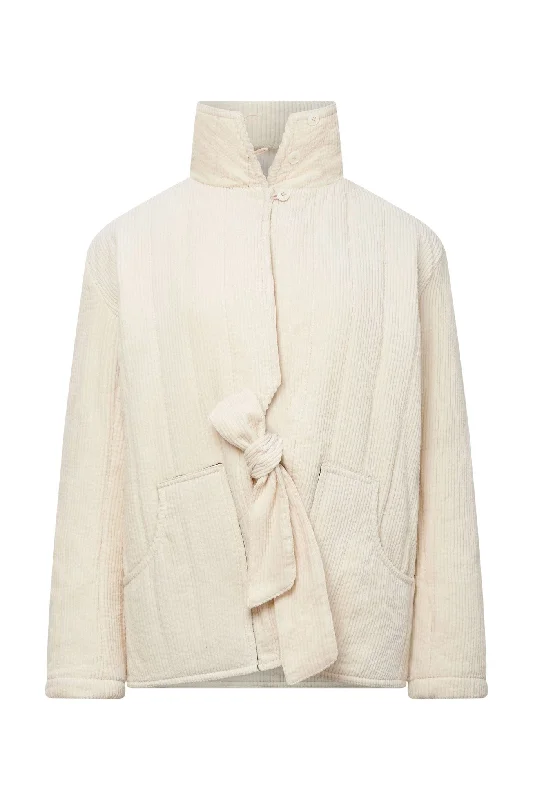 Keneila Women's Organic Cotton Corduroy Coat | Winter White