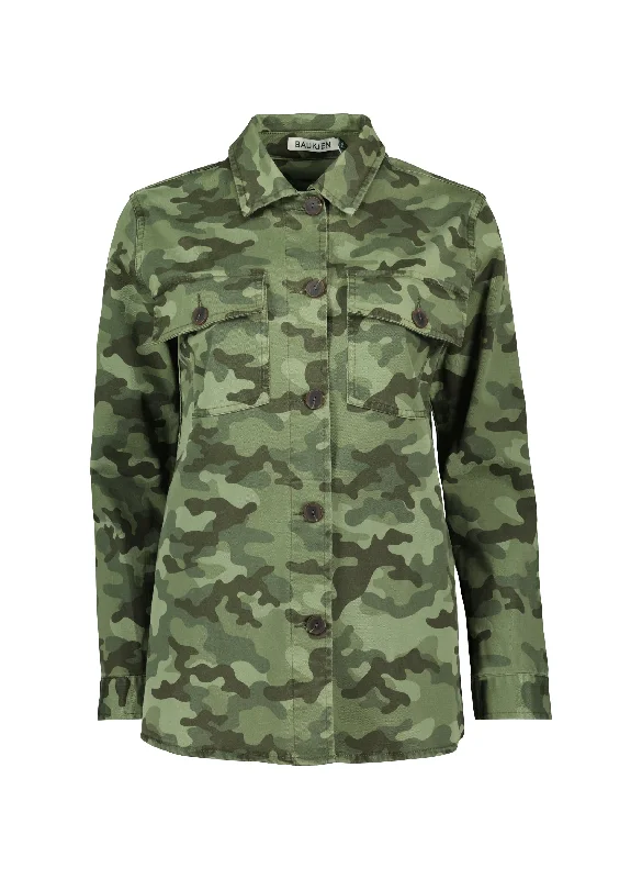 Liz Organic Cotton Jacket | Khaki Camouflage