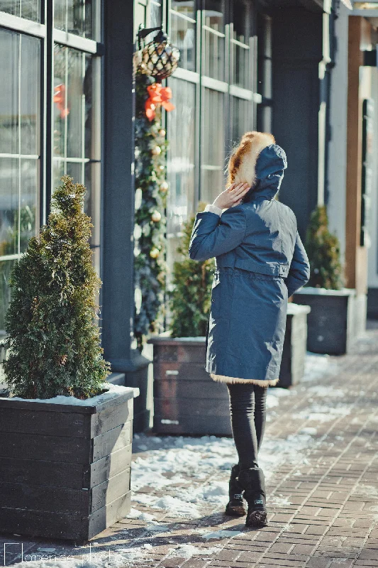 Rabbit Fur Parka Jacket (Blue)