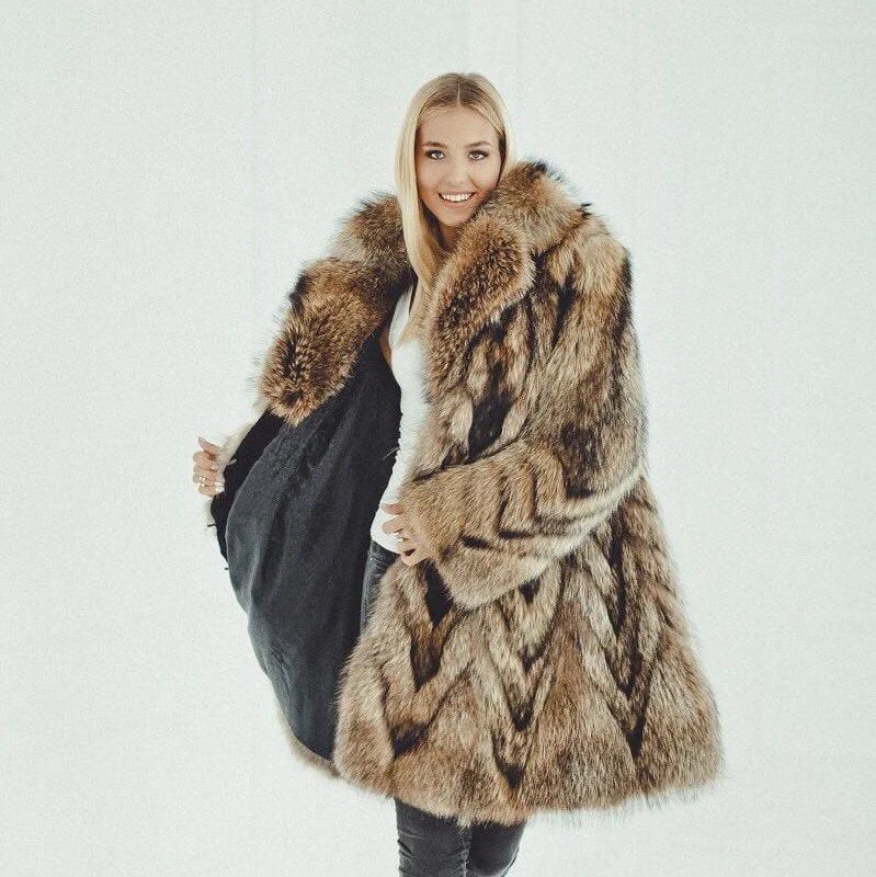 Racoon Fur Coat for Women