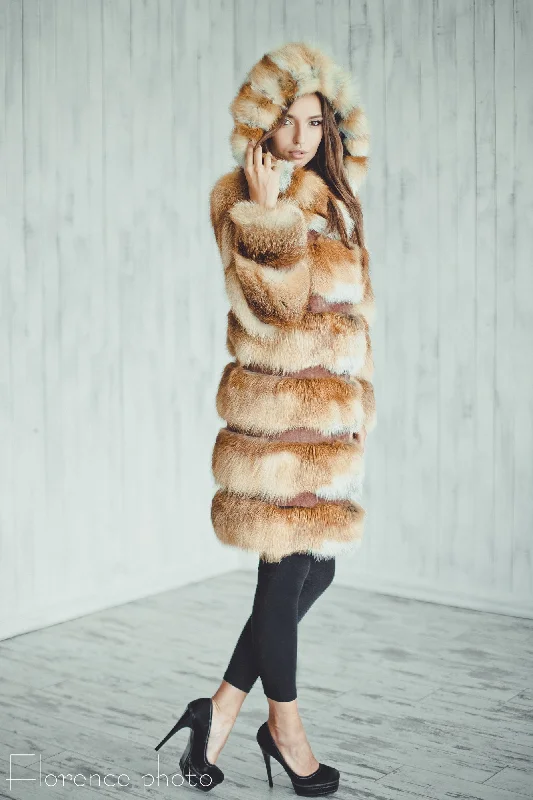 Fox Fur Jacket with Hood