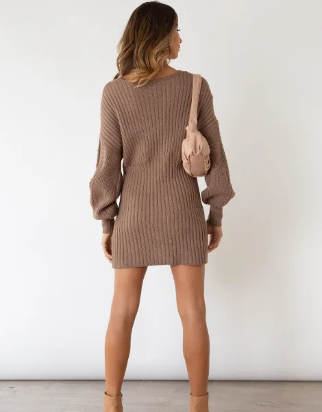 TastyHottie - New Twist Knitted Sweater Dress Women Solid V-neck Long OL Female Casual Dress