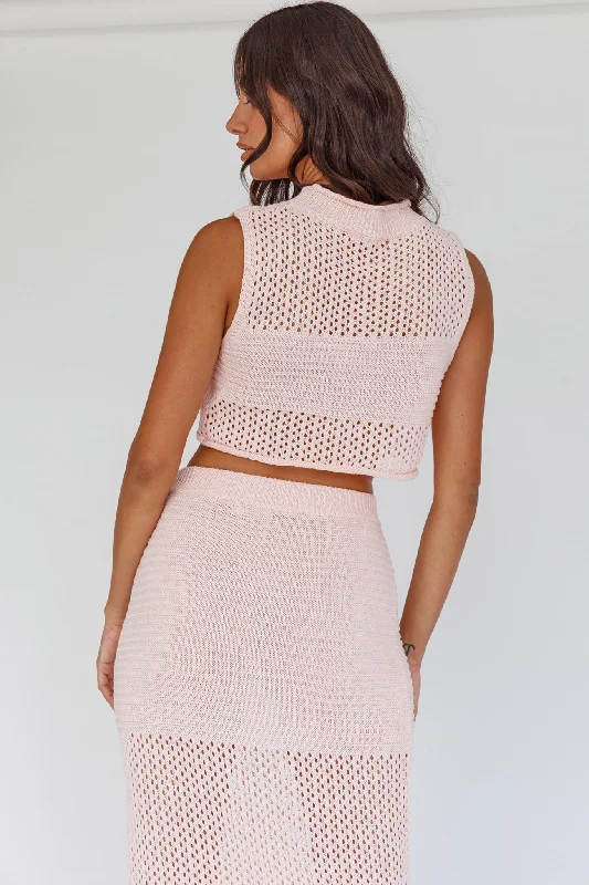 Bayside Sleeveless Crochet Top Pink