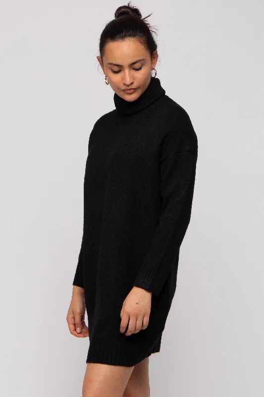 Black Turtleneck Sweater Mini Dress