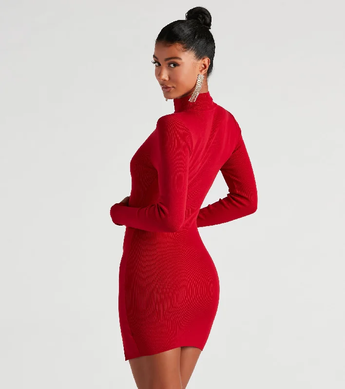 Classic Chic Mock Neck Sweater Dress