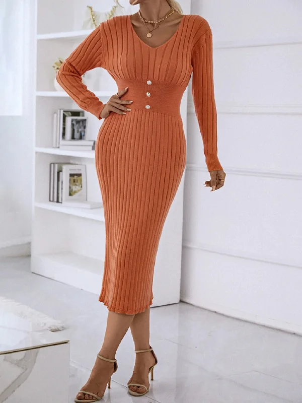 TastyHottie - CLASSY WOMEN LONG SLEEVE SWEATER DRESS