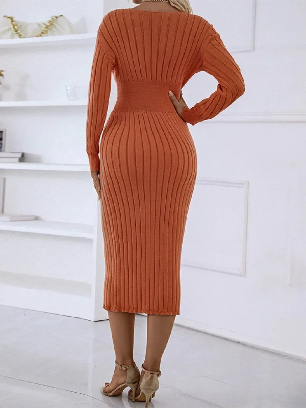 TastyHottie - CLASSY WOMEN LONG SLEEVE SWEATER DRESS