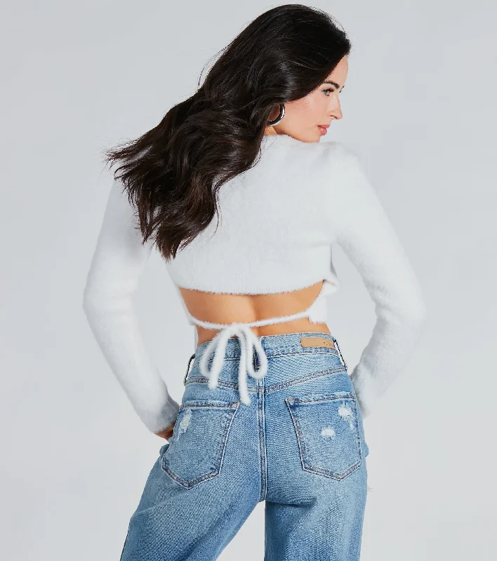 Cozy Charm Eyelash Knit Cropped Sweater