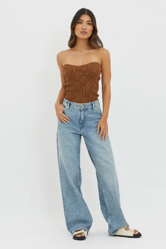 Flora Strapless Knit Top Chocolate