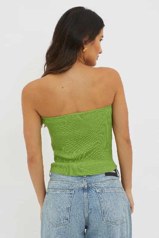 Flora Strapless Knit Top Green